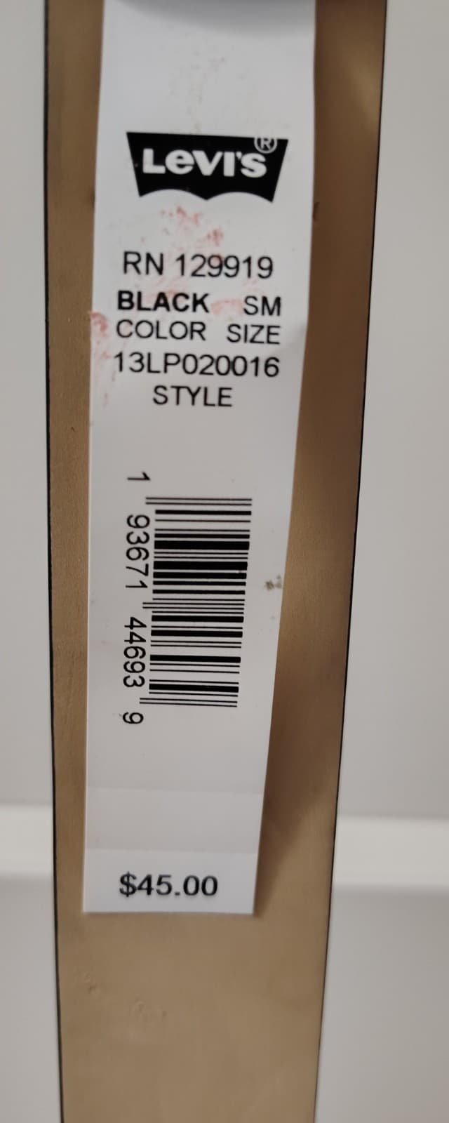 Levi's Black Synthetic Leather Belt, Size Small NEW - Thumbnail 3