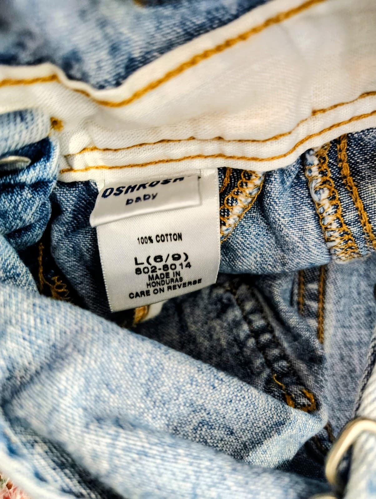 Baby Oshkosh B'gosh Denim Blue Overalls, 6-9 Months - Thumbnail 5