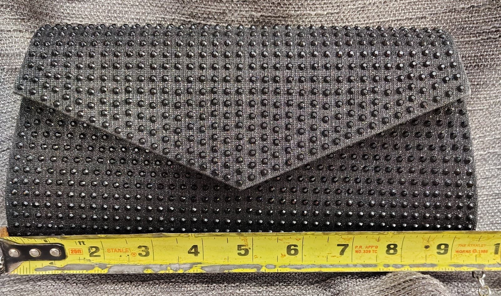 Formal Black Bling Shoulder Bag, Metal Chain - Thumbnail 6