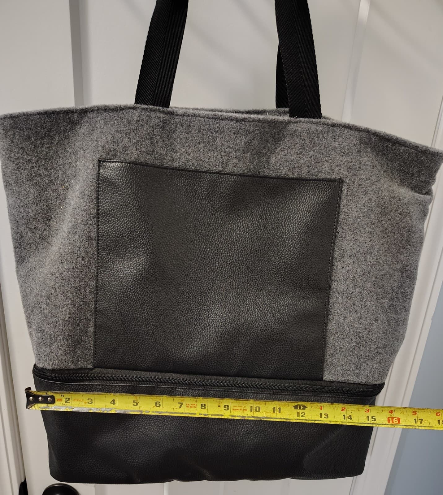 DSW Overnighter Grey Black Fleece Tote Bag - Thumbnail 2