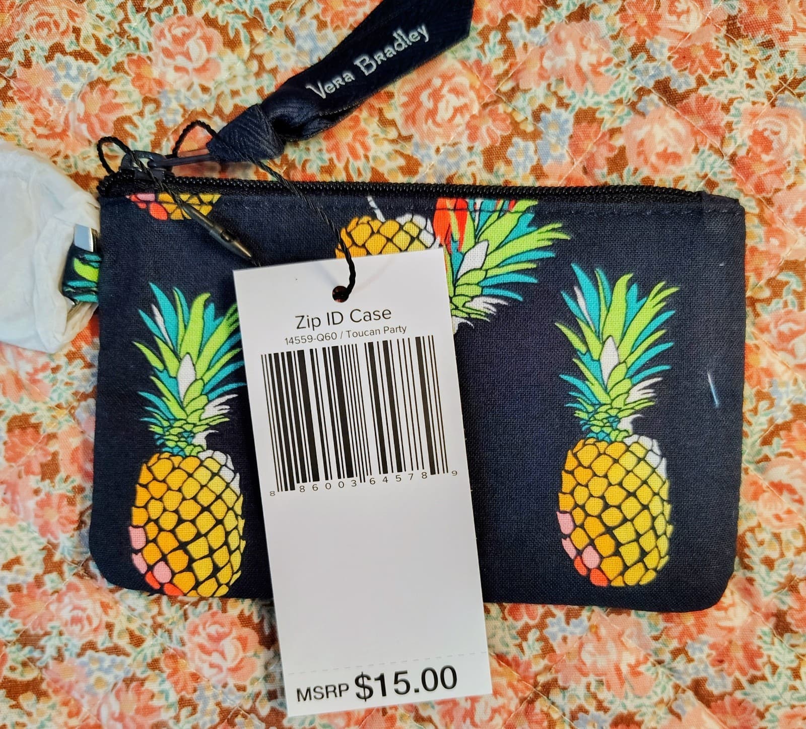 Vera Bradley ZIP ID CASE TOUCAN PARTY Key Chain NWT - Thumbnail 4