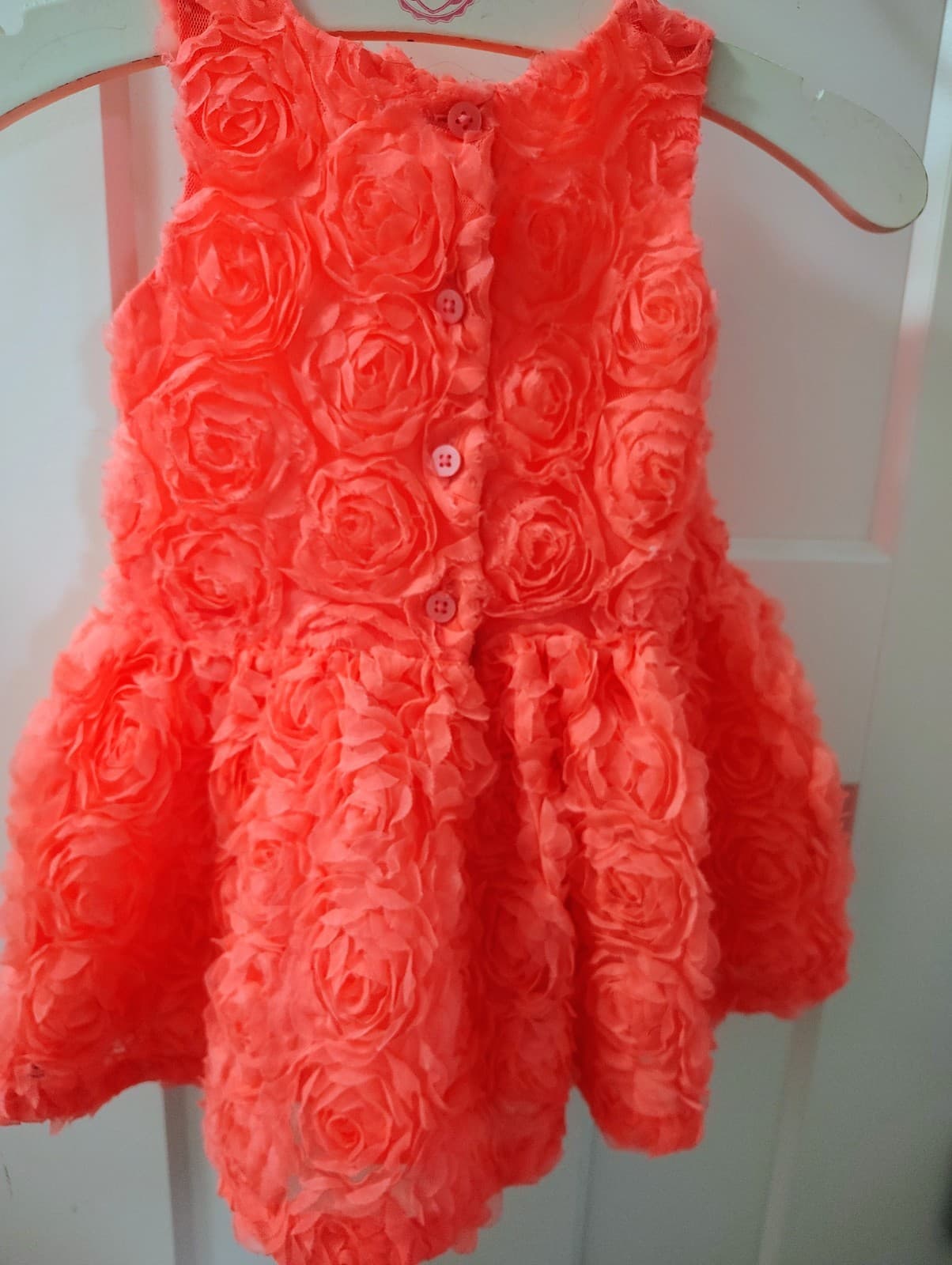 Cherokee Coral Orange 2T Rose Applique Dress - Thumbnail 3