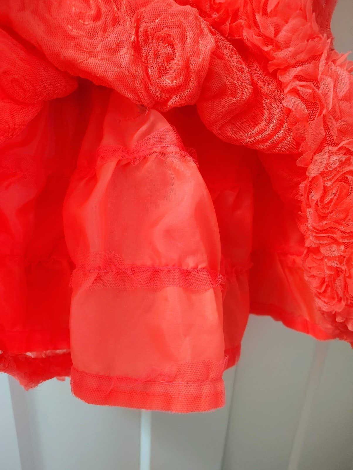 Cherokee Coral Orange 2T Rose Applique Dress - Thumbnail 4