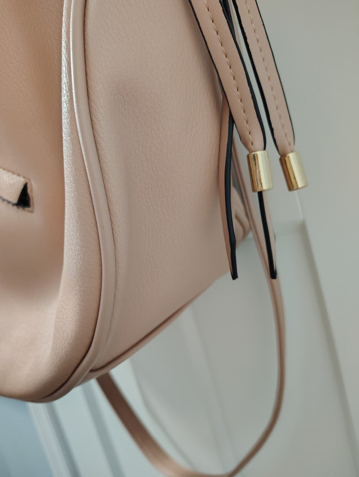 Dusty Rose Pink Faux Leather Hobo Shoulder Bag - Thumbnail 10