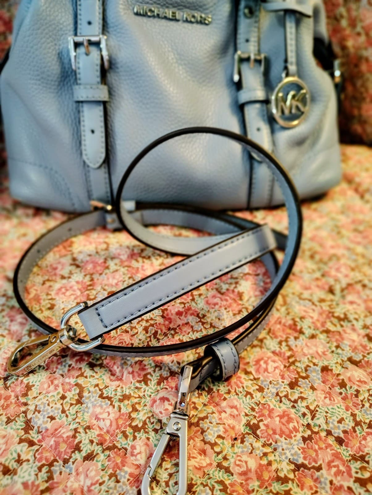 Michael Kors Leather Duffle Satchel Powder Blue - Thumbnail 16