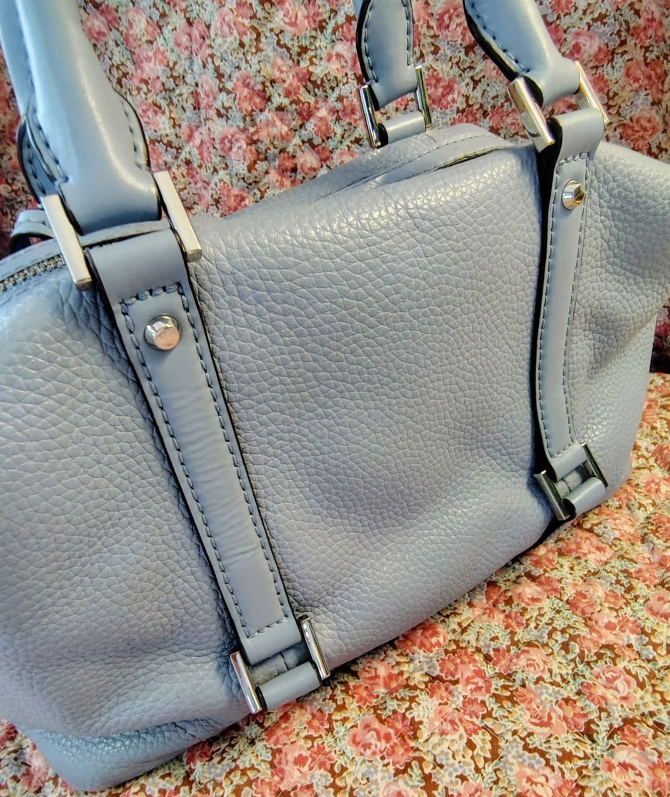Michael Kors Leather Duffle Satchel Powder Blue - Thumbnail 5