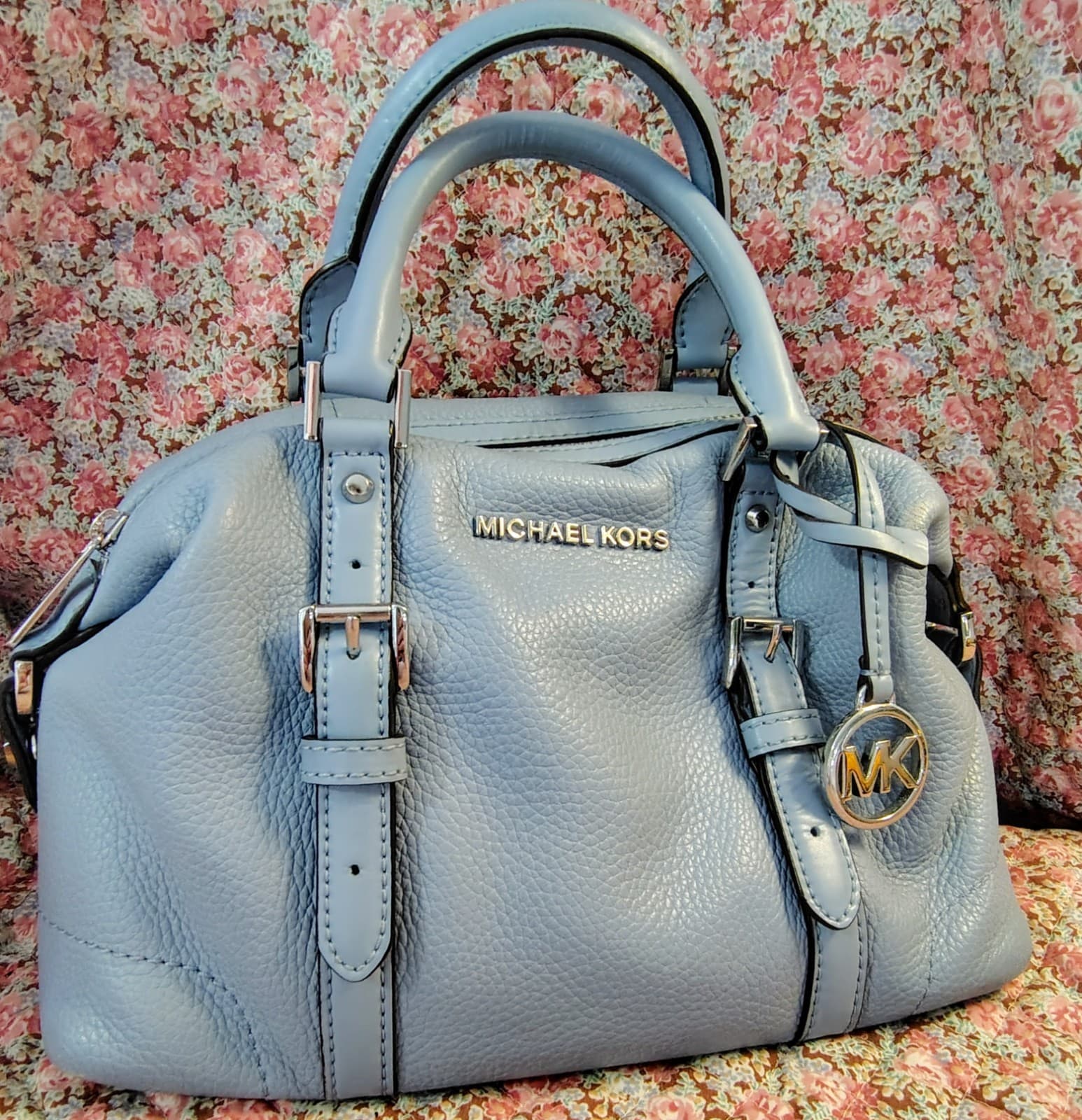 Michael Kors Leather Duffle Satchel Powder Blue - Thumbnail 2
