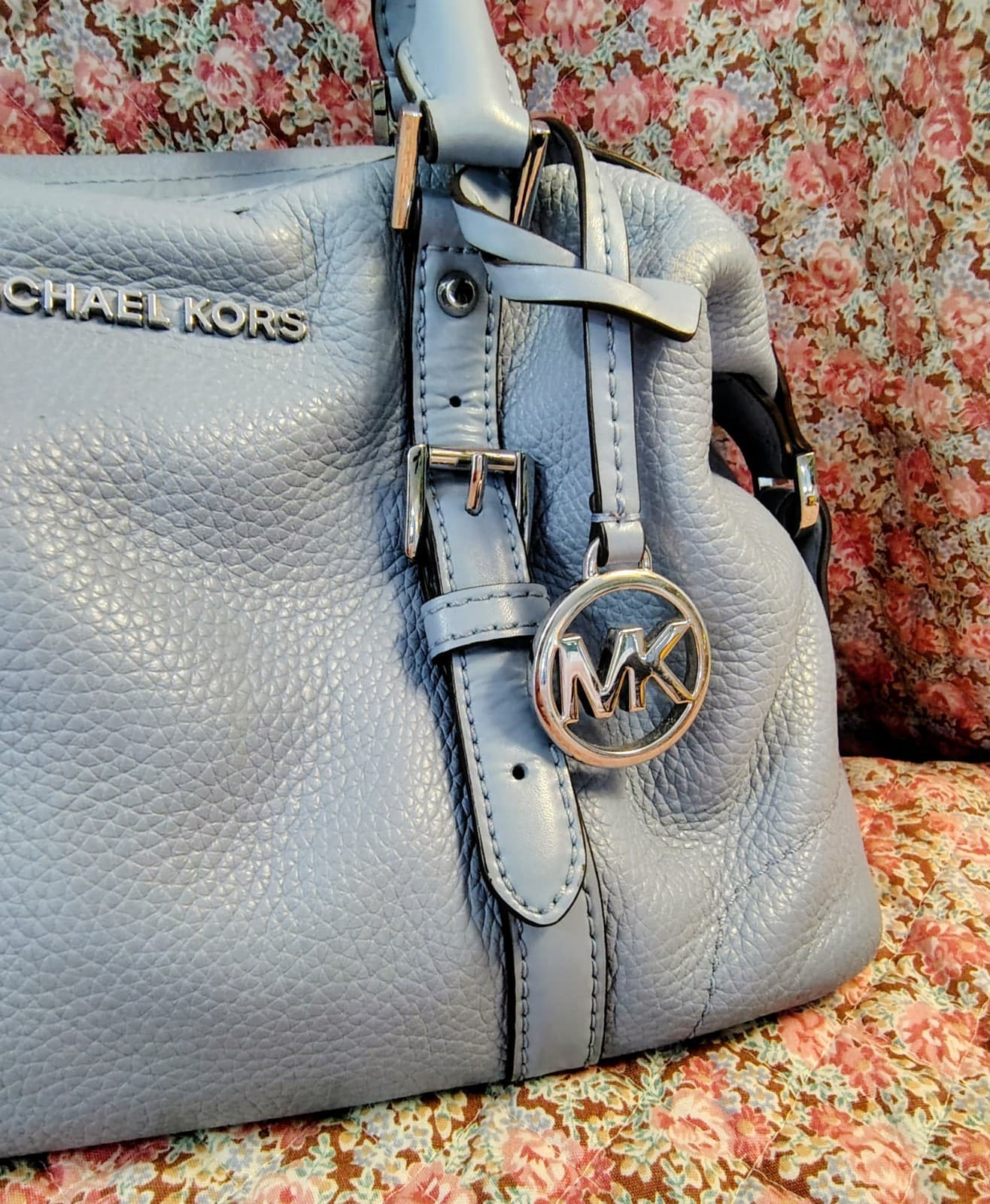 Michael Kors Leather Duffle Satchel Powder Blue - Thumbnail 3