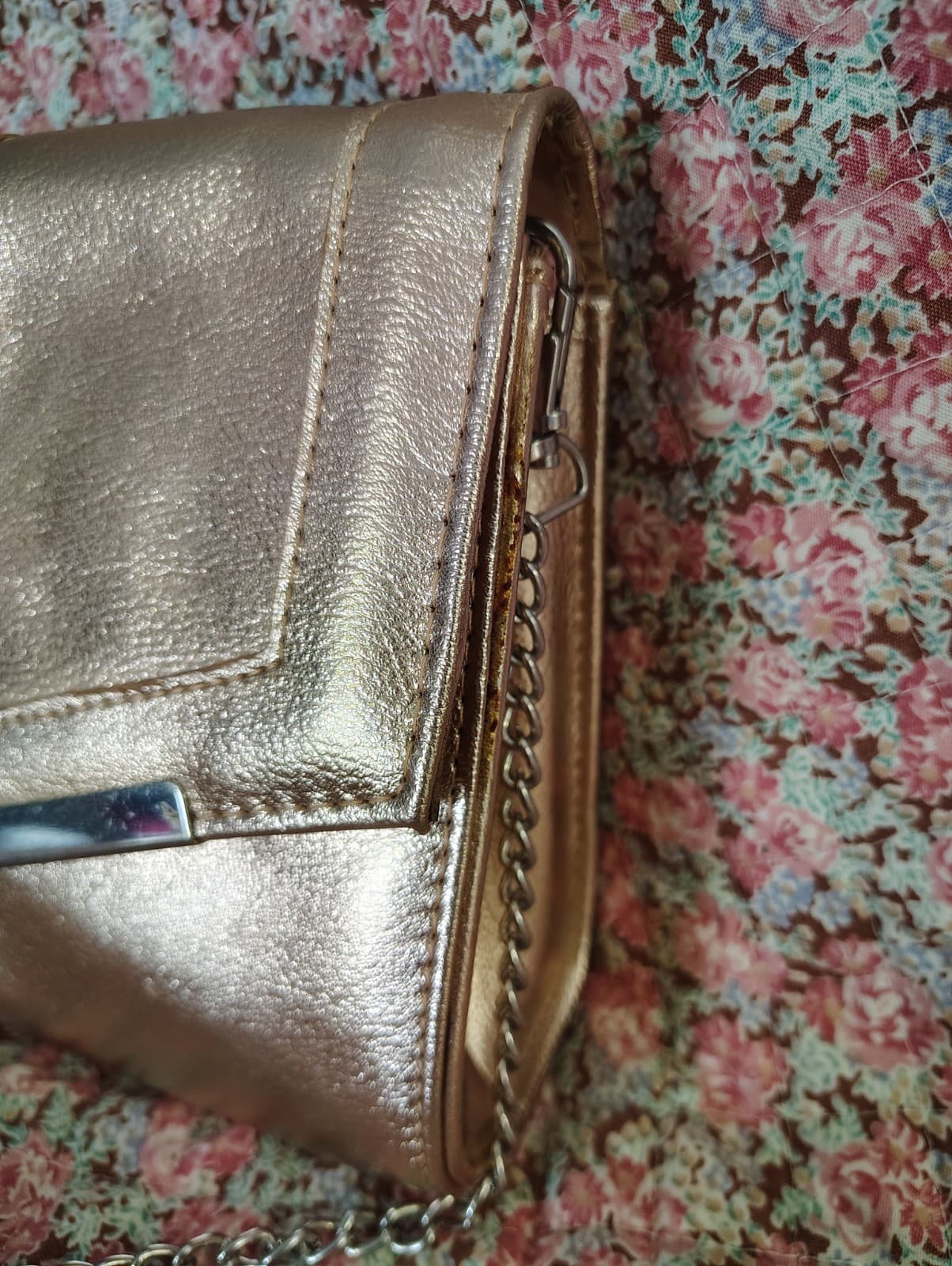 Rampage Rose Metallic Clutch With Silver Strap - Thumbnail 7