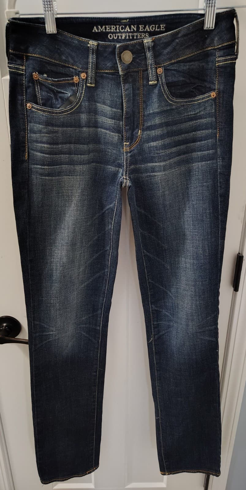 American Eagle Outfitters Women Straight Super Stretch Blue Denim Jeans Size 6 - Thumbnail 4