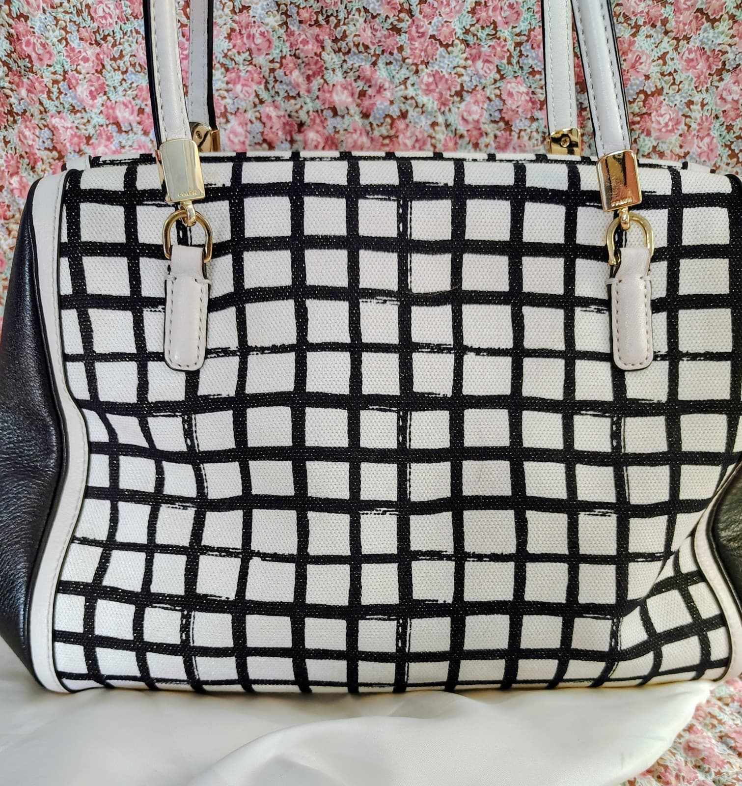 NWOT Coach White Black Madison Graphic Print Madeline Satchel Handbag MSRP $358 - Thumbnail 16