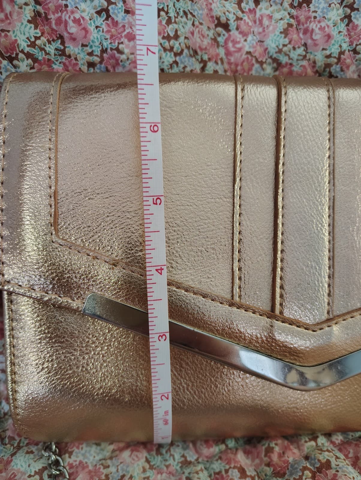 Rampage Rose Metallic Clutch With Silver Strap - Thumbnail 12