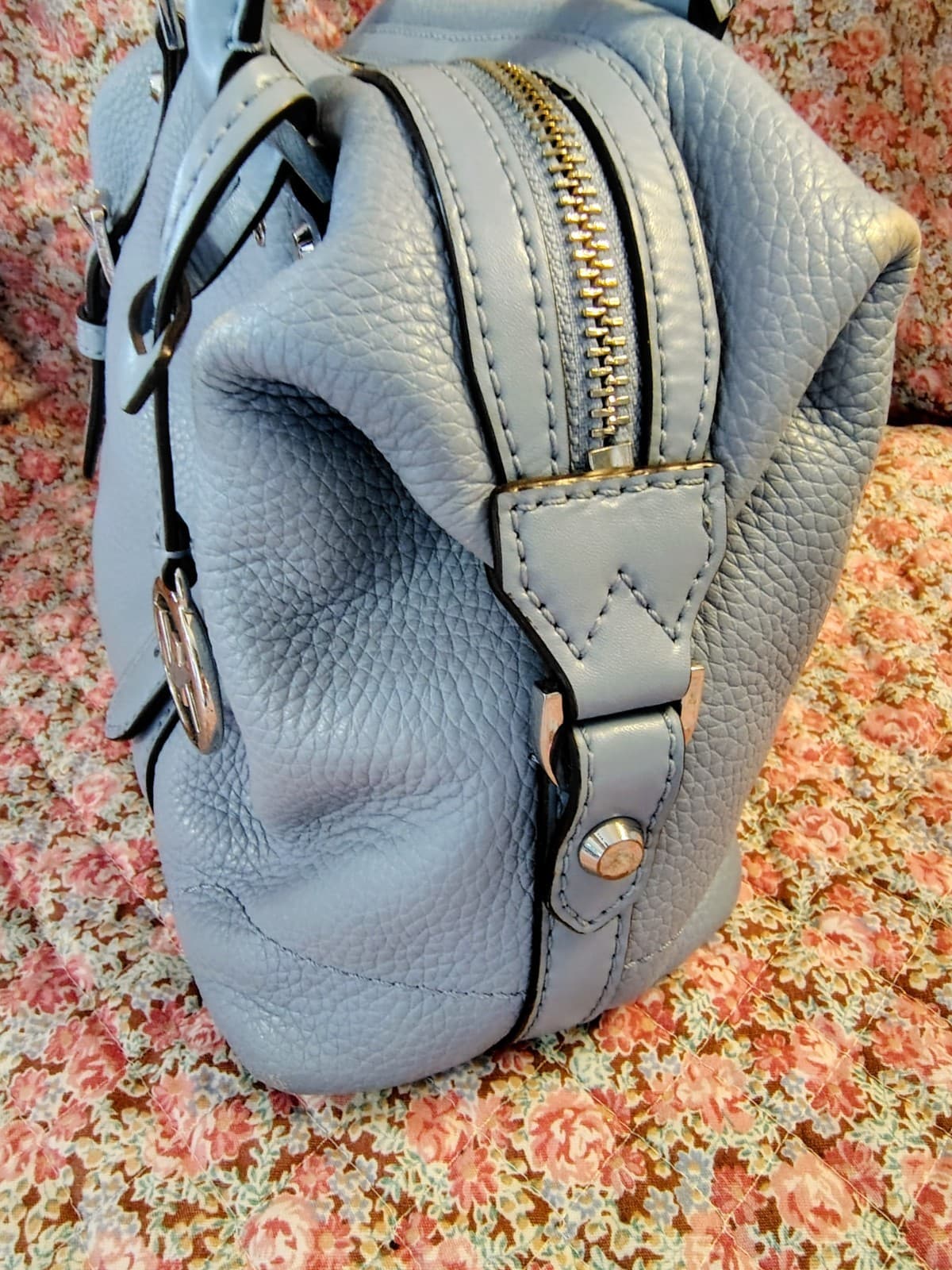 Michael Kors Leather Duffle Satchel Powder Blue - Thumbnail 6