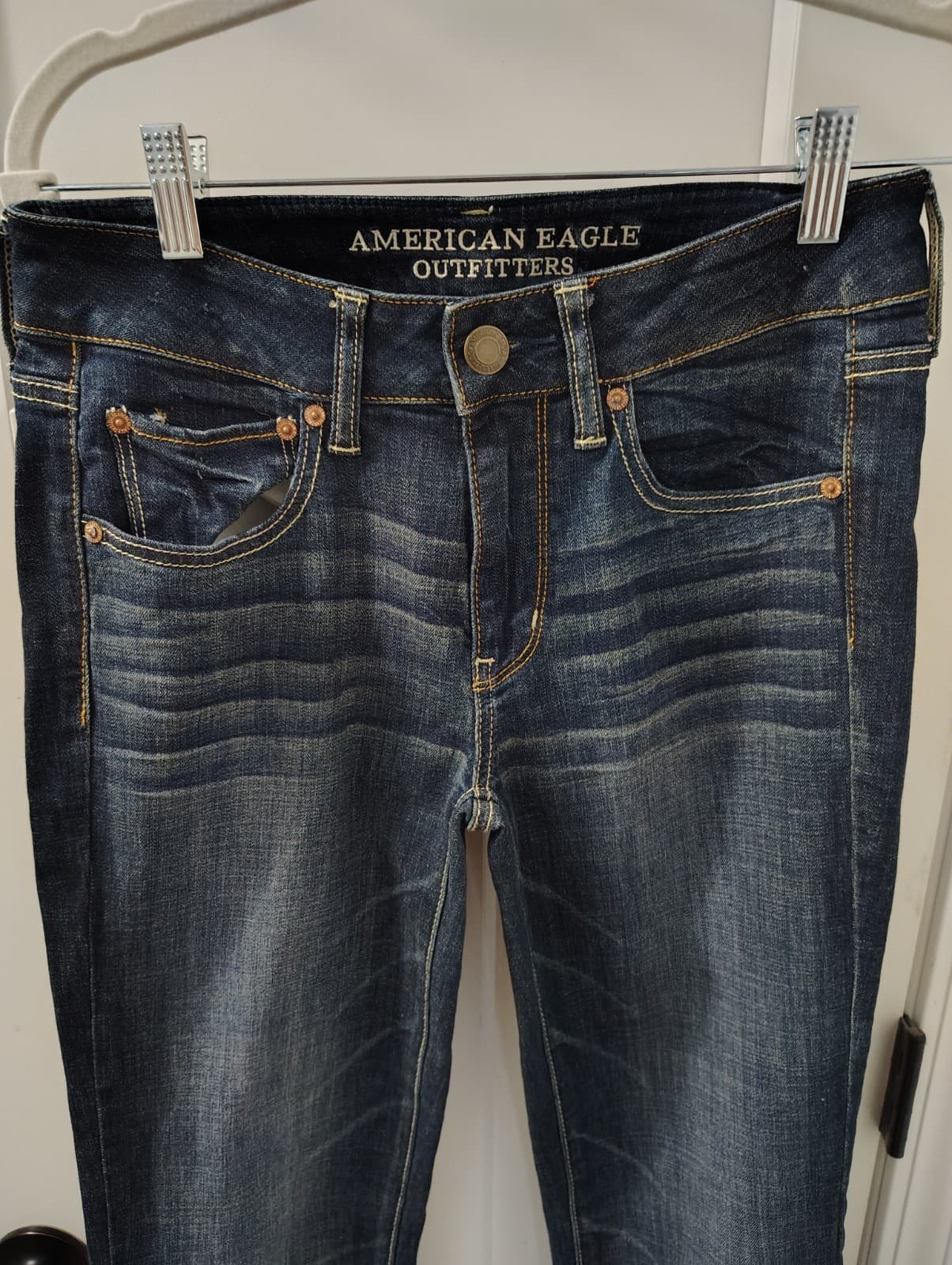 American Eagle Outfitters Women Straight Super Stretch Blue Denim Jeans Size 6 - Thumbnail 11