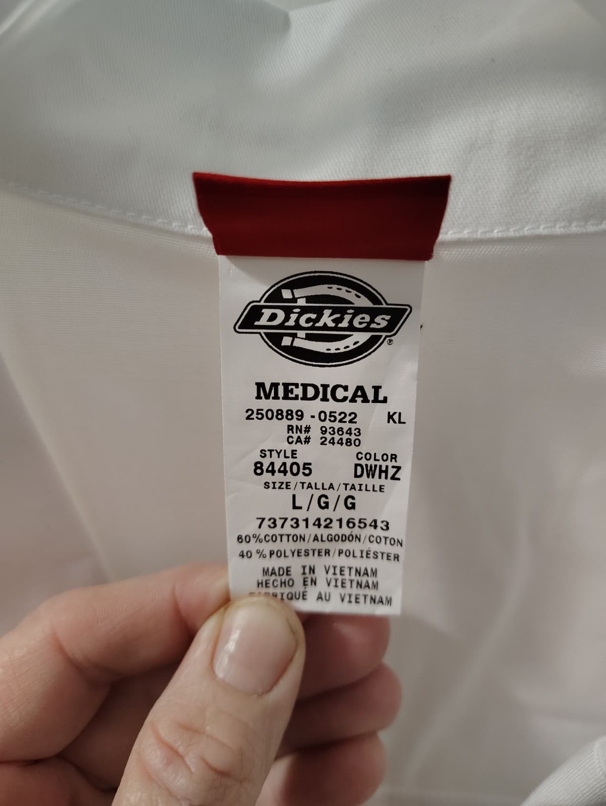 NEW Dickies White Medical Scrubs Jacket, Size Lg - Thumbnail 8