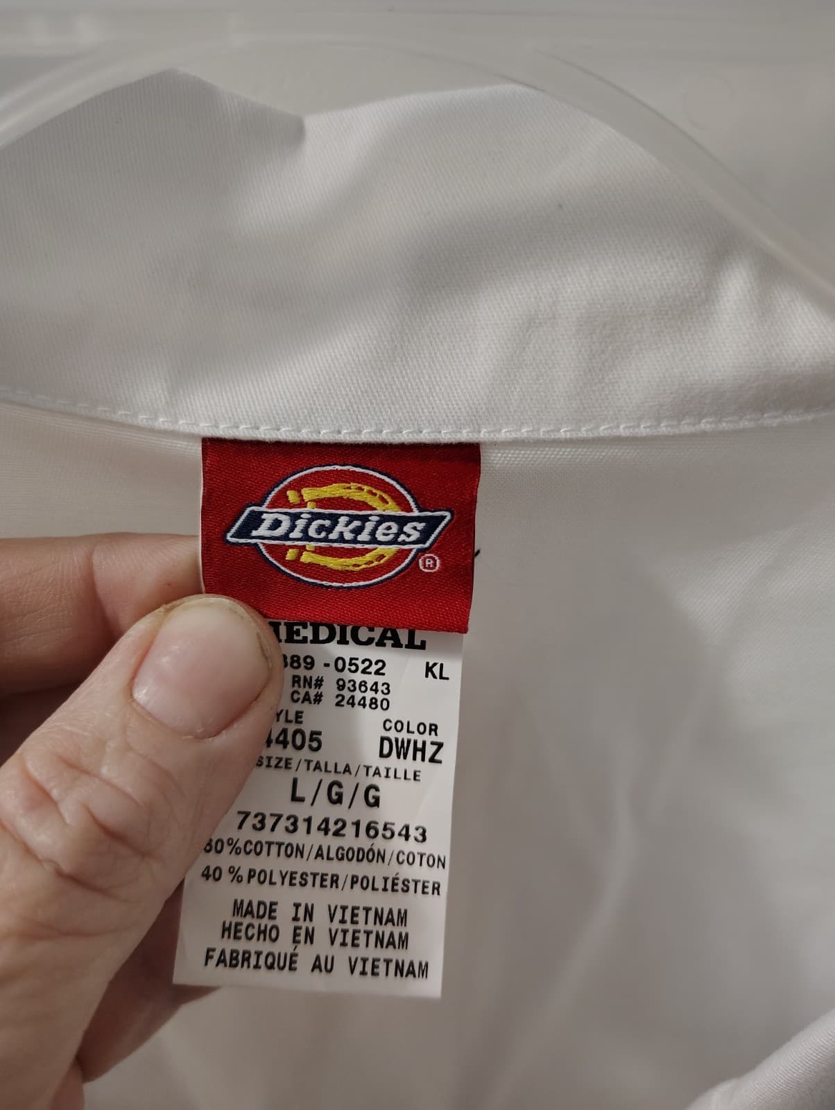 NEW Dickies White Medical Scrubs Jacket, Size Lg - Thumbnail 9