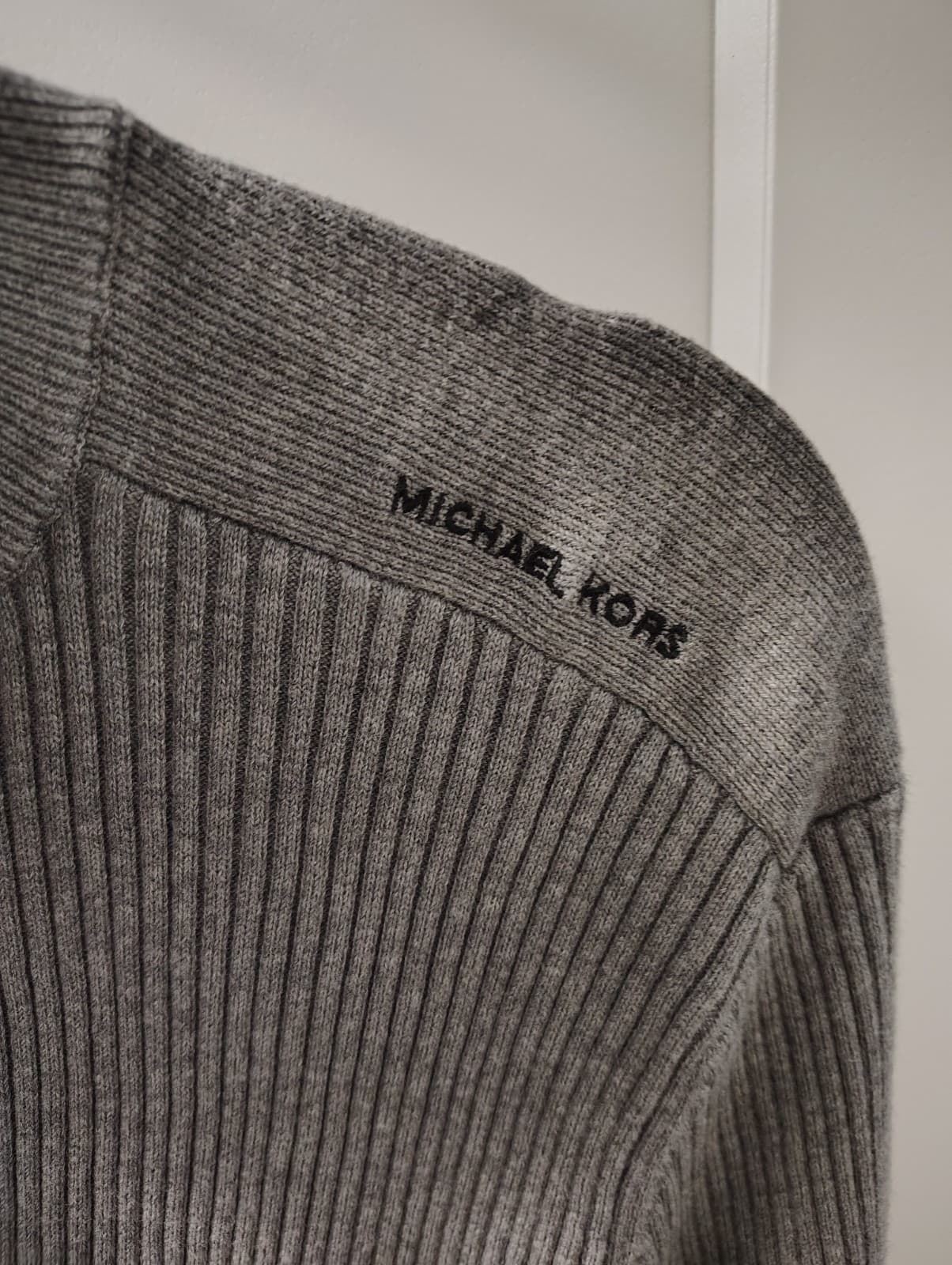 NEW Michael Kors Quarter-Zip Mens XL Gray Pullover Sweater Logo Long Sleeve - Thumbnail 5