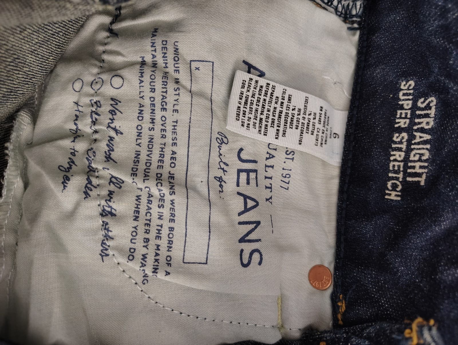 American Eagle Outfitters Women Straight Super Stretch Blue Denim Jeans Size 6 - Thumbnail 8