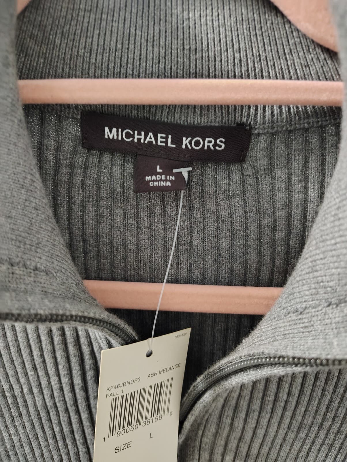 NEW Michael Kors Quarter-Zip Mens XL Gray Pullover Sweater Logo Long Sleeve - Thumbnail 4
