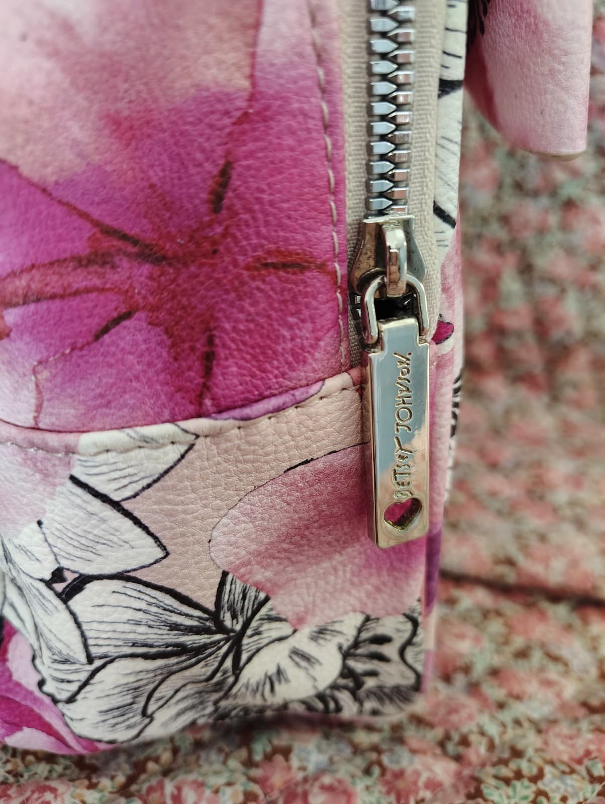 Betsey Johnson Mini Backpack Purse Blush Printed Floral & Bow - Thumbnail 3