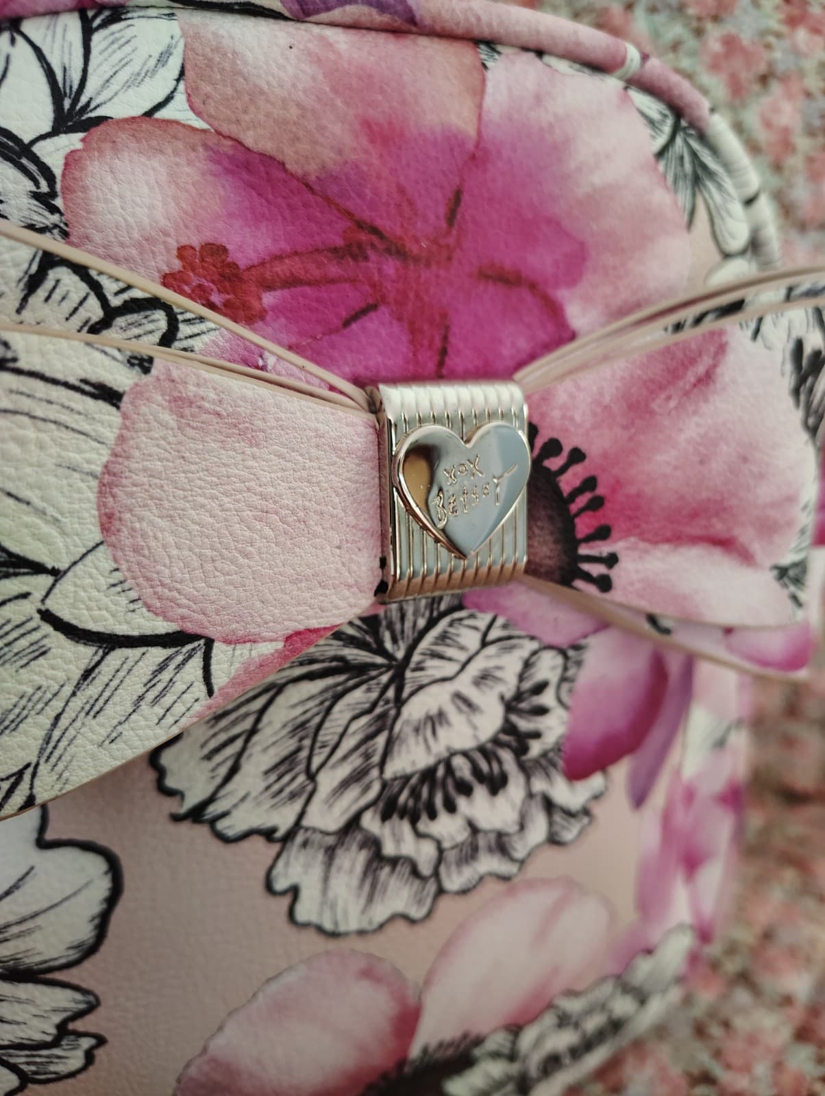 Betsey Johnson Mini Backpack Purse Blush Printed Floral & Bow - Thumbnail 2