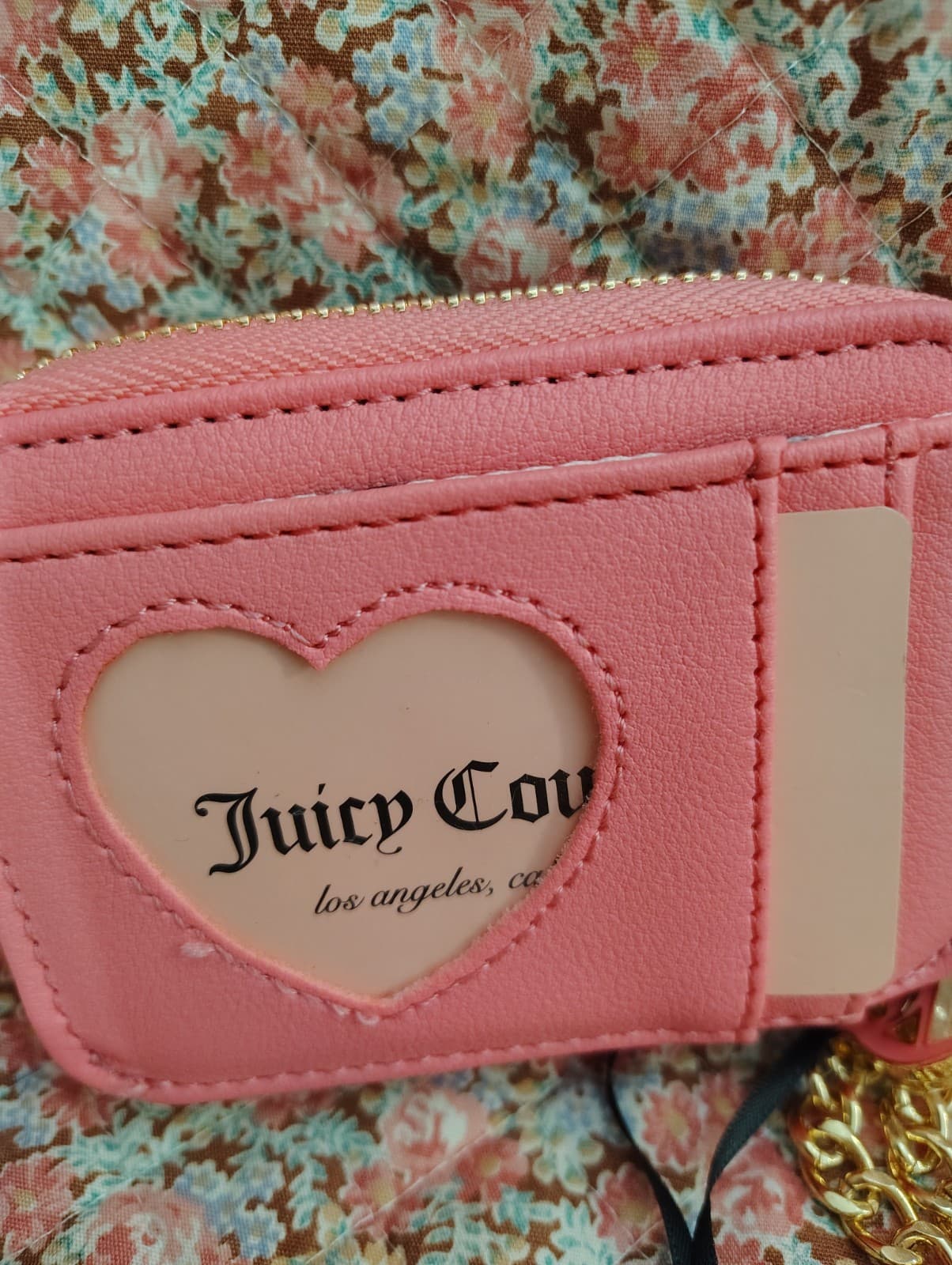 NEW Juicy Couture Exclusive Mint/Pink Wristlet Wallet Gold Chain Charm - Thumbnail 4