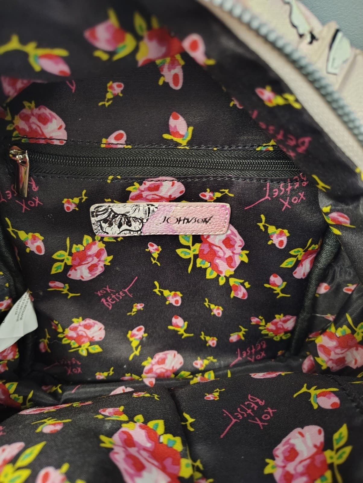 Betsey Johnson Mini Backpack Purse Blush Printed Floral & Bow - Thumbnail 13