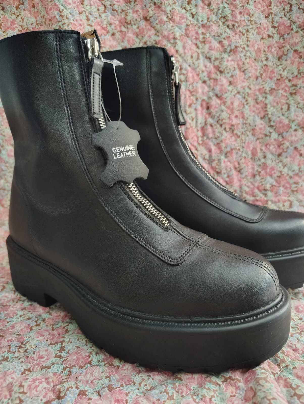 NEW Steve Madden Mid Calf Black Leather Boots, Zipper, Size 8.5 - Thumbnail 5