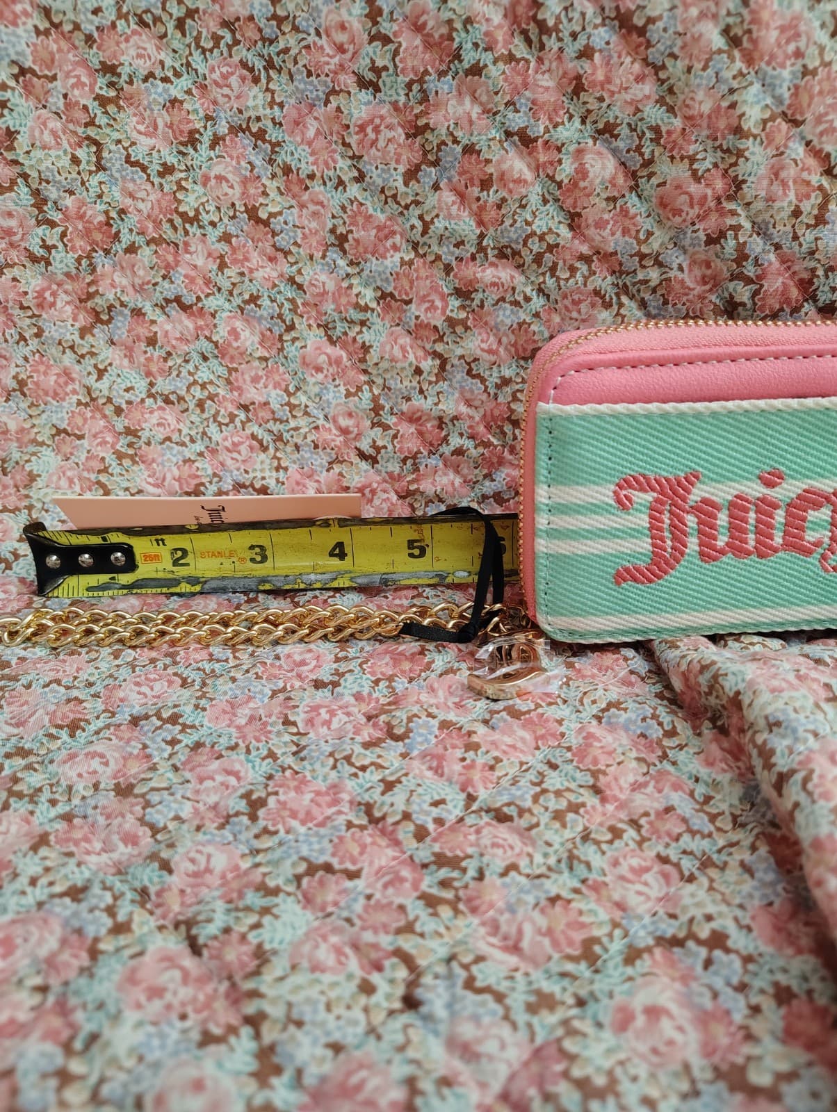 NEW Juicy Couture Exclusive Mint/Pink Wristlet Wallet Gold Chain Charm - Thumbnail 10