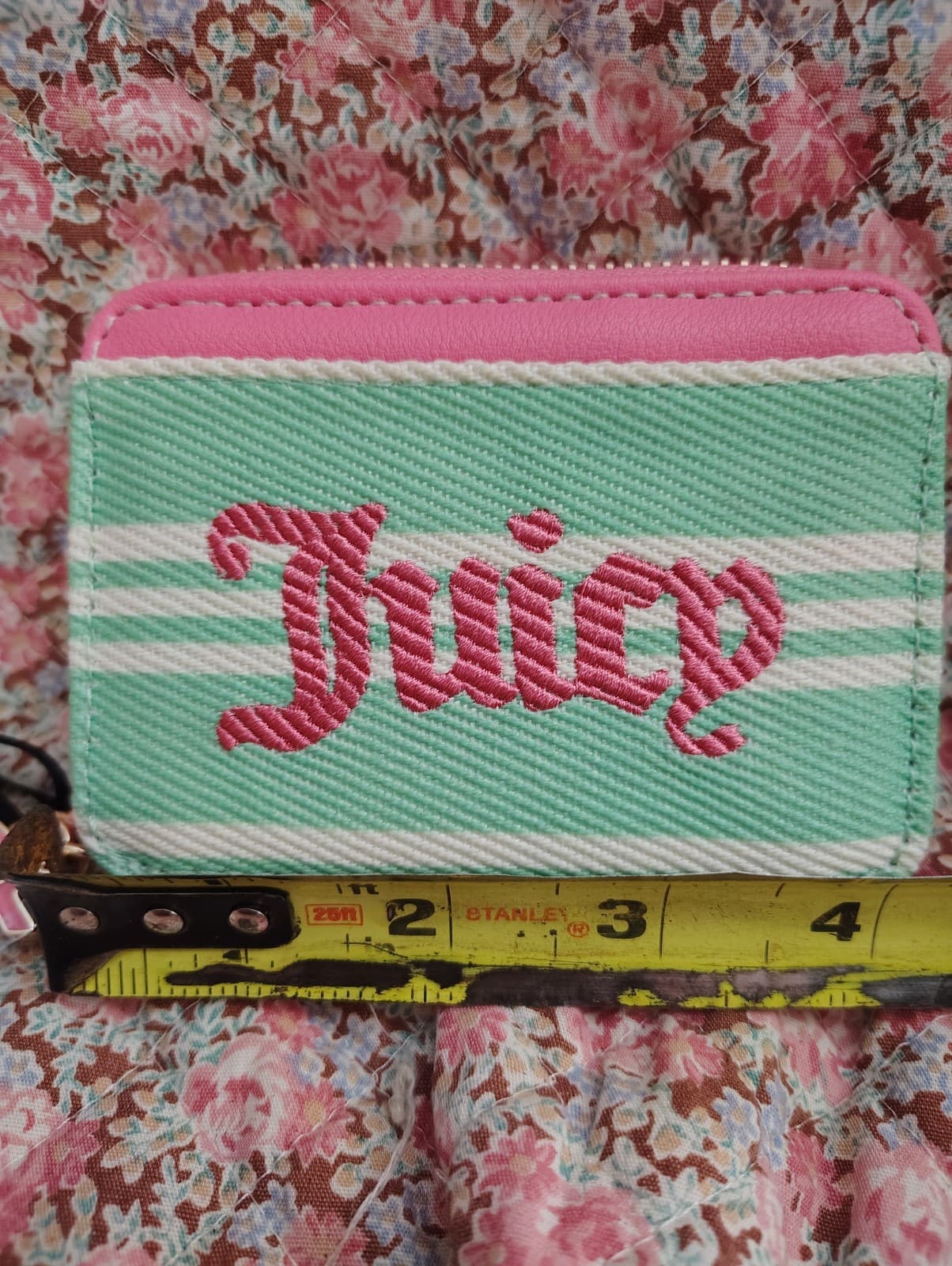 NEW Juicy Couture Exclusive Mint/Pink Wristlet Wallet Gold Chain Charm - Thumbnail 9