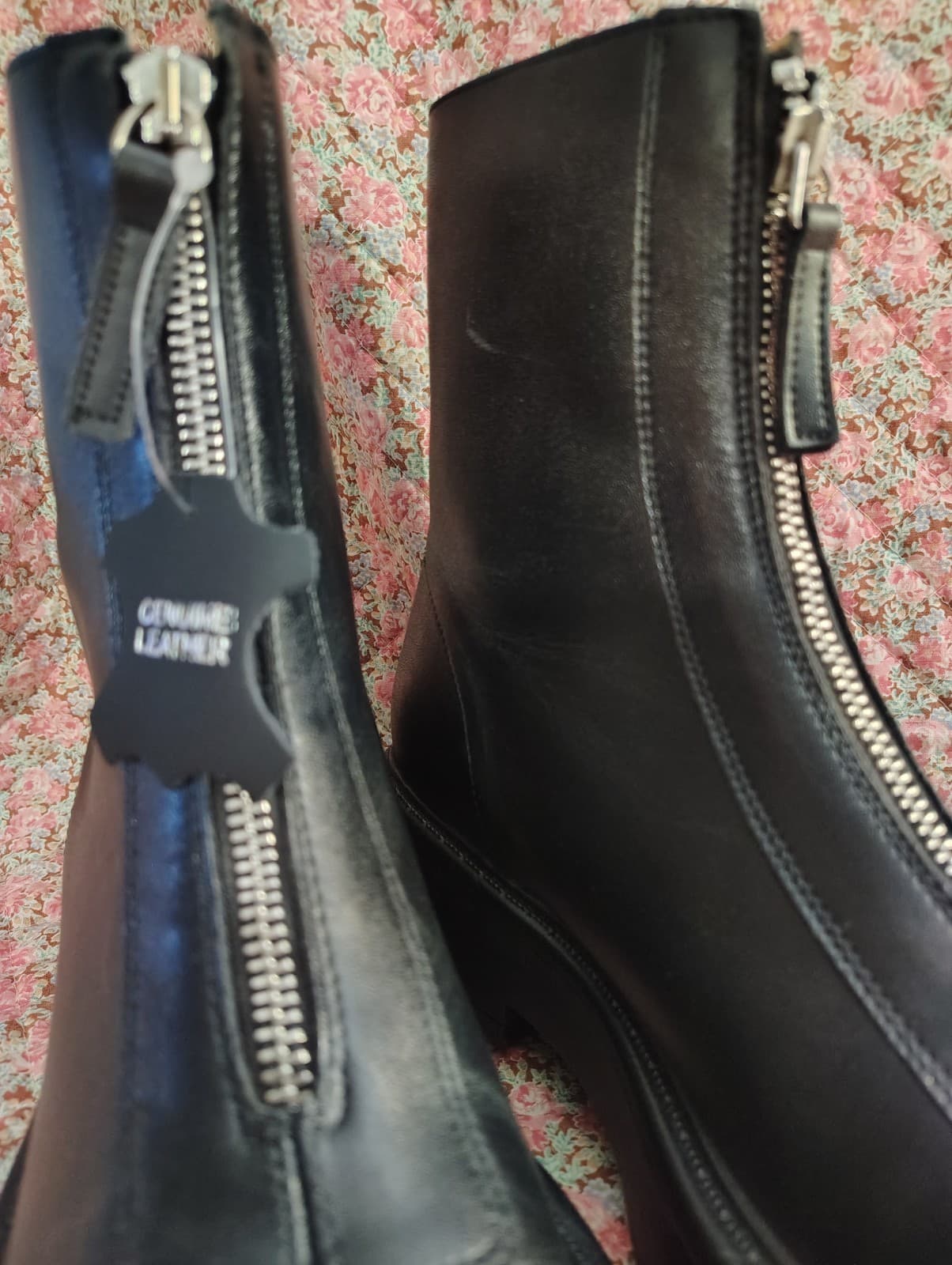 NEW Steve Madden Mid Calf Black Leather Boots, Zipper, Size 8.5 - Thumbnail 3