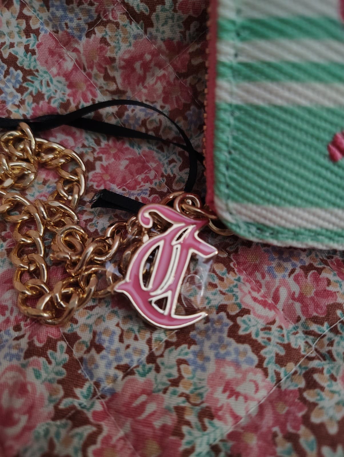 NEW Juicy Couture Exclusive Mint/Pink Wristlet Wallet Gold Chain Charm - Thumbnail 8