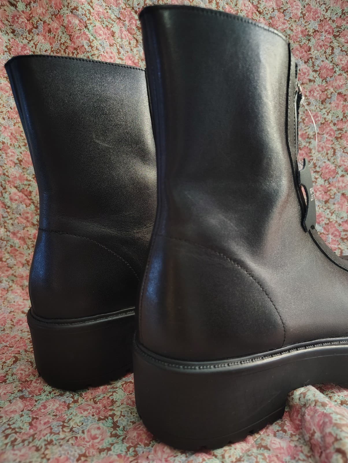 NEW Steve Madden Mid Calf Black Leather Boots, Zipper, Size 8.5 - Thumbnail 6