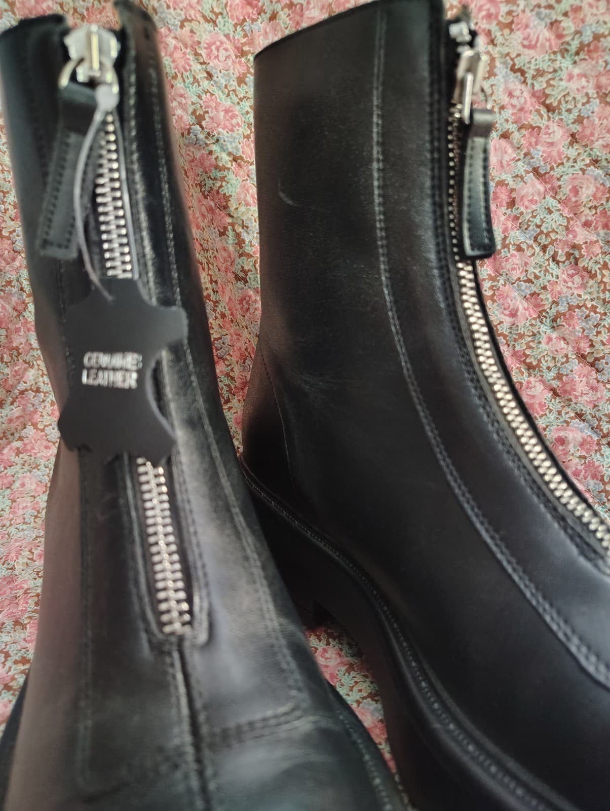 NEW Steve Madden Mid Calf Black Leather Boots, Zipper, Size 8.5 - Thumbnail 4