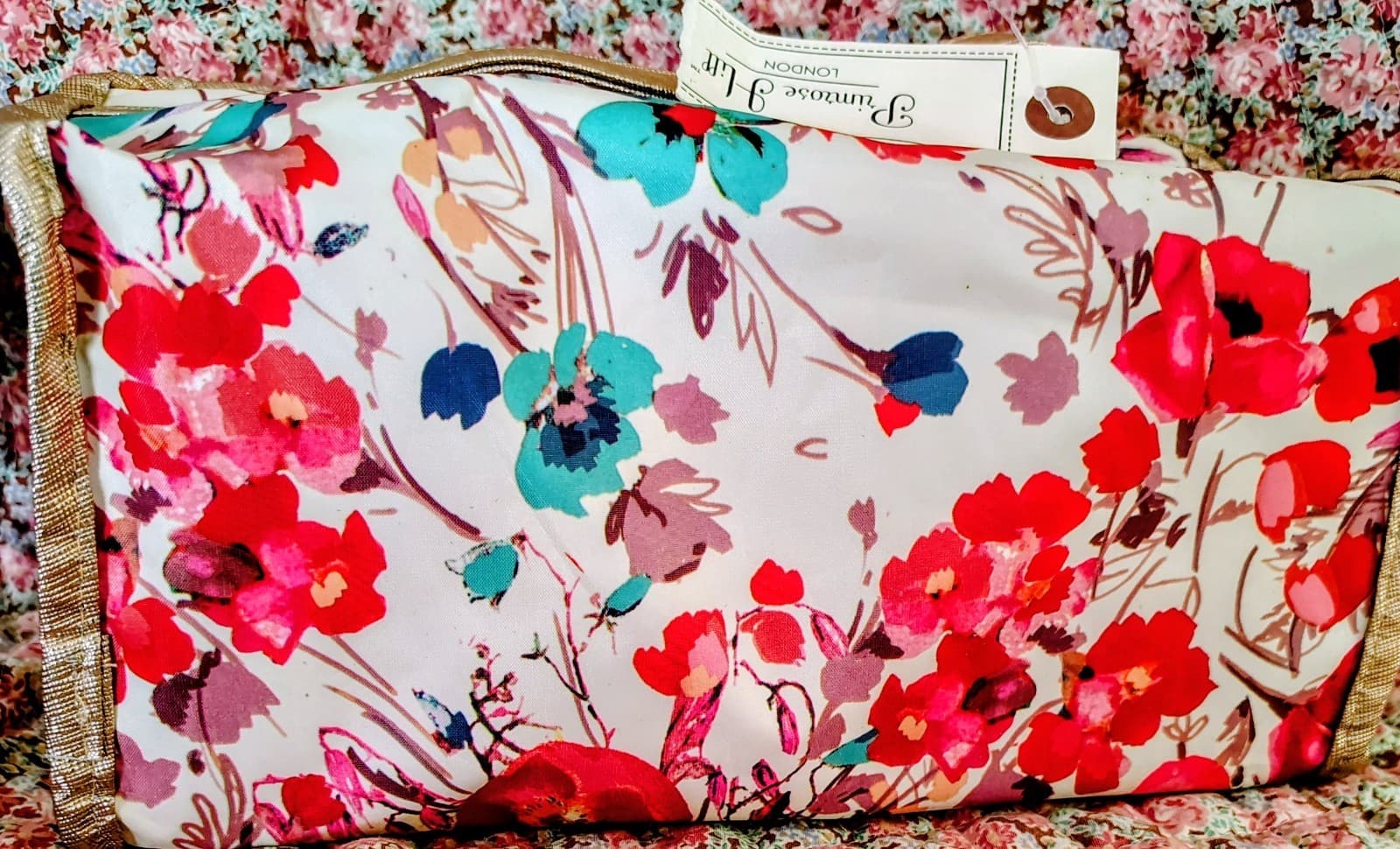 NWT Primrose Hill London Travel Cosmetics Tote Bag w/Handle Flowers/Poppies - Thumbnail 6