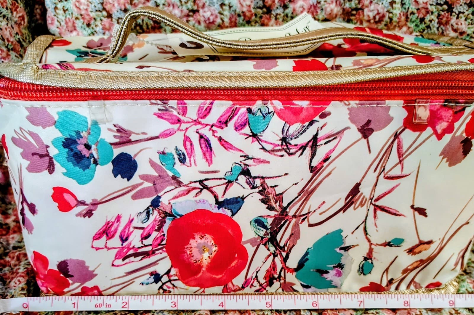 NWT Primrose Hill London Travel Cosmetics Tote Bag w/Handle Flowers/Poppies - Thumbnail 8