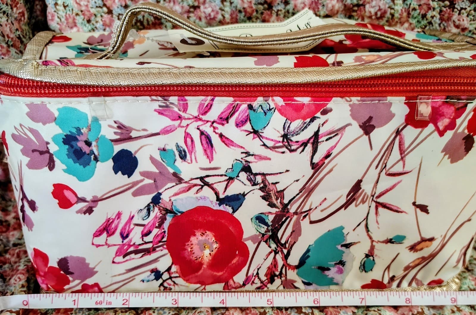 NWT Primrose Hill London Travel Cosmetics Tote Bag w/Handle Flowers/Poppies - Thumbnail 9