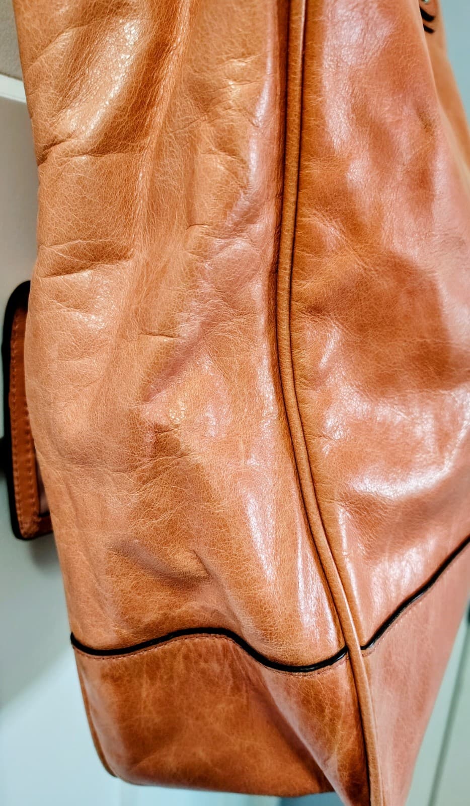 COACH Poppy Camellia Crinkled Leather Tote Satchel Antique Rose MSRP $398 - Thumbnail 4