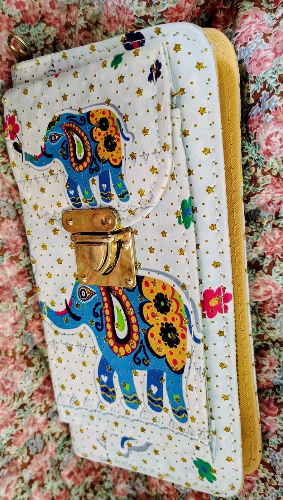 Bohemian Elephant Long Wallet Gold Buckle - Thumbnail 3