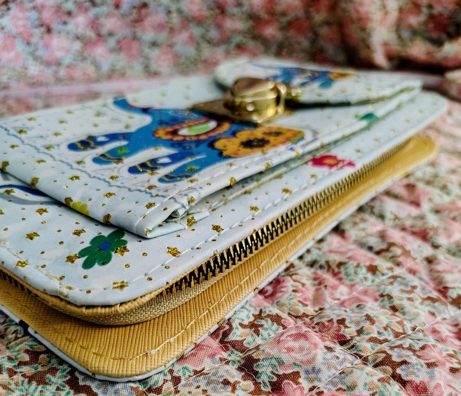 Bohemian Elephant Long Wallet Gold Buckle - Thumbnail 9