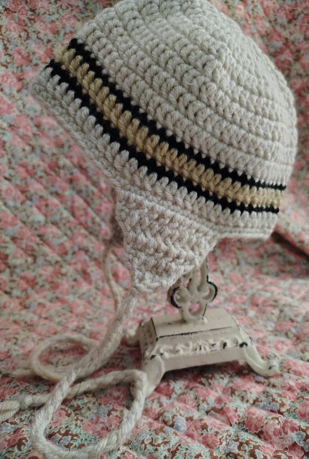 Handmade Amish Infant Knitted Baby Beanie Hat - Thumbnail 2