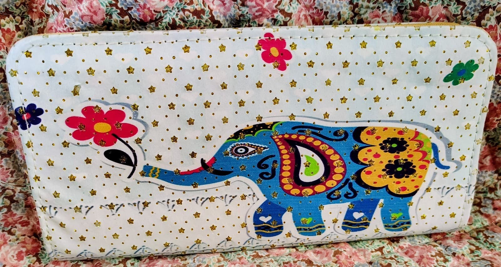 Bohemian Elephant Long Wallet Gold Buckle - Thumbnail 6