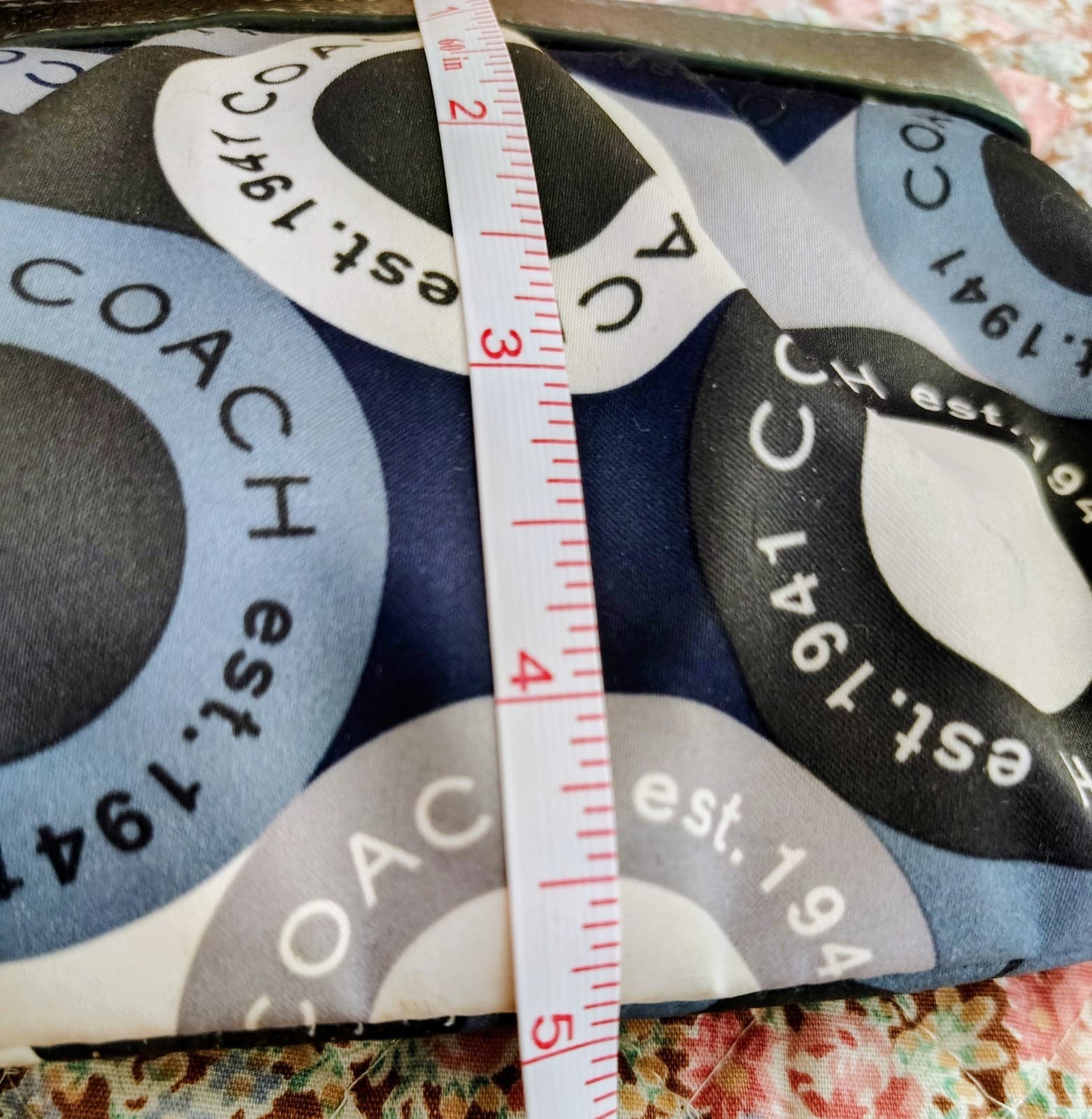 Coach Blue Gray Logo Wristlet Silver Leather And Charm - Thumbnail 13