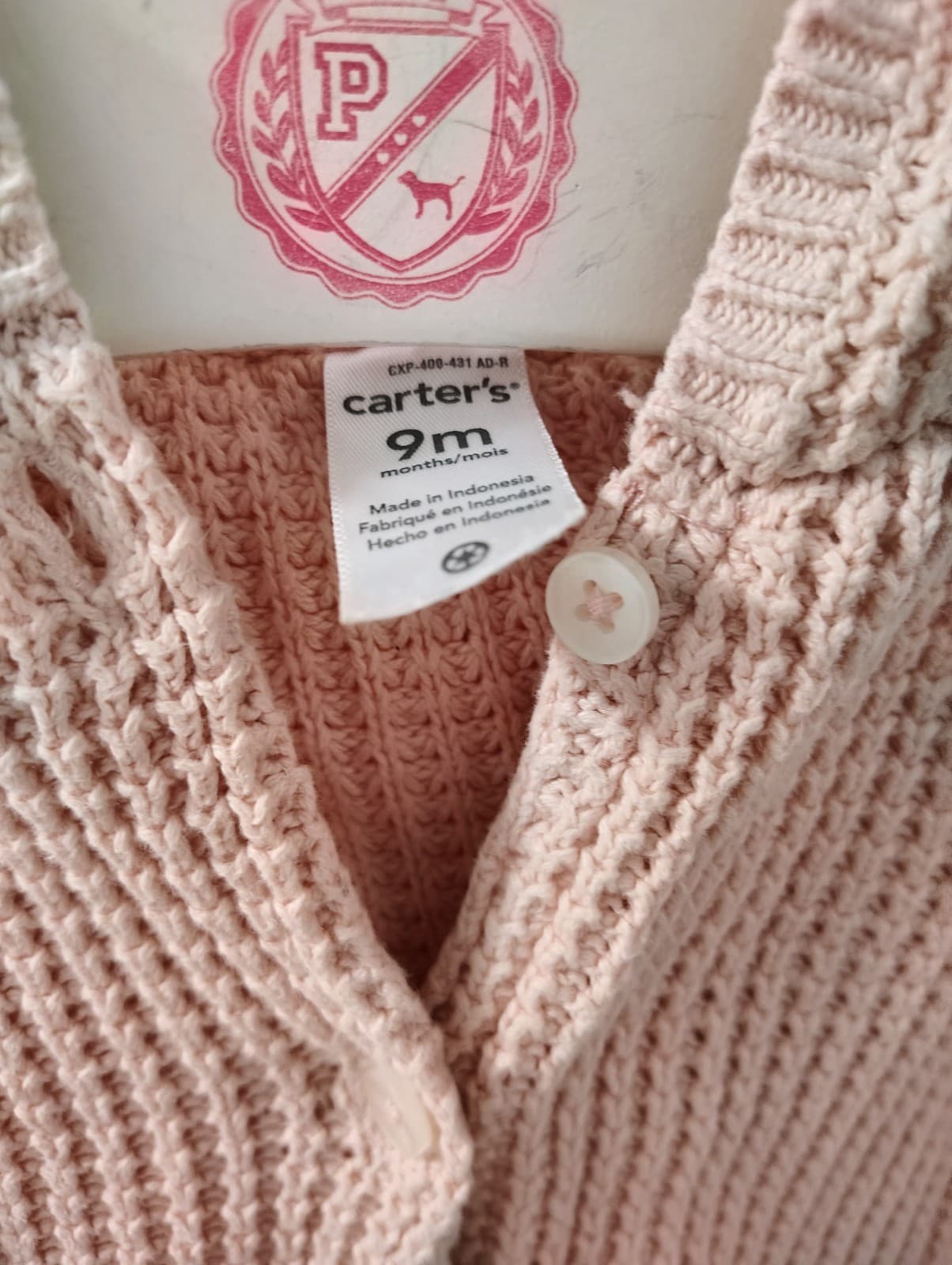 Carters Baby Girls Button Up Sweater 9 Months With Ears - Thumbnail 2