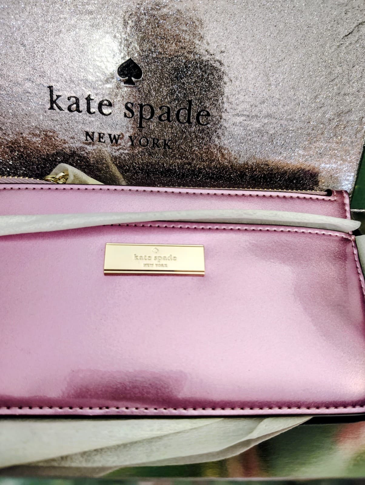 NEW Kate Spade New York Metallic Pink Zip Pouch Card Holder With Box $149 - Thumbnail 8