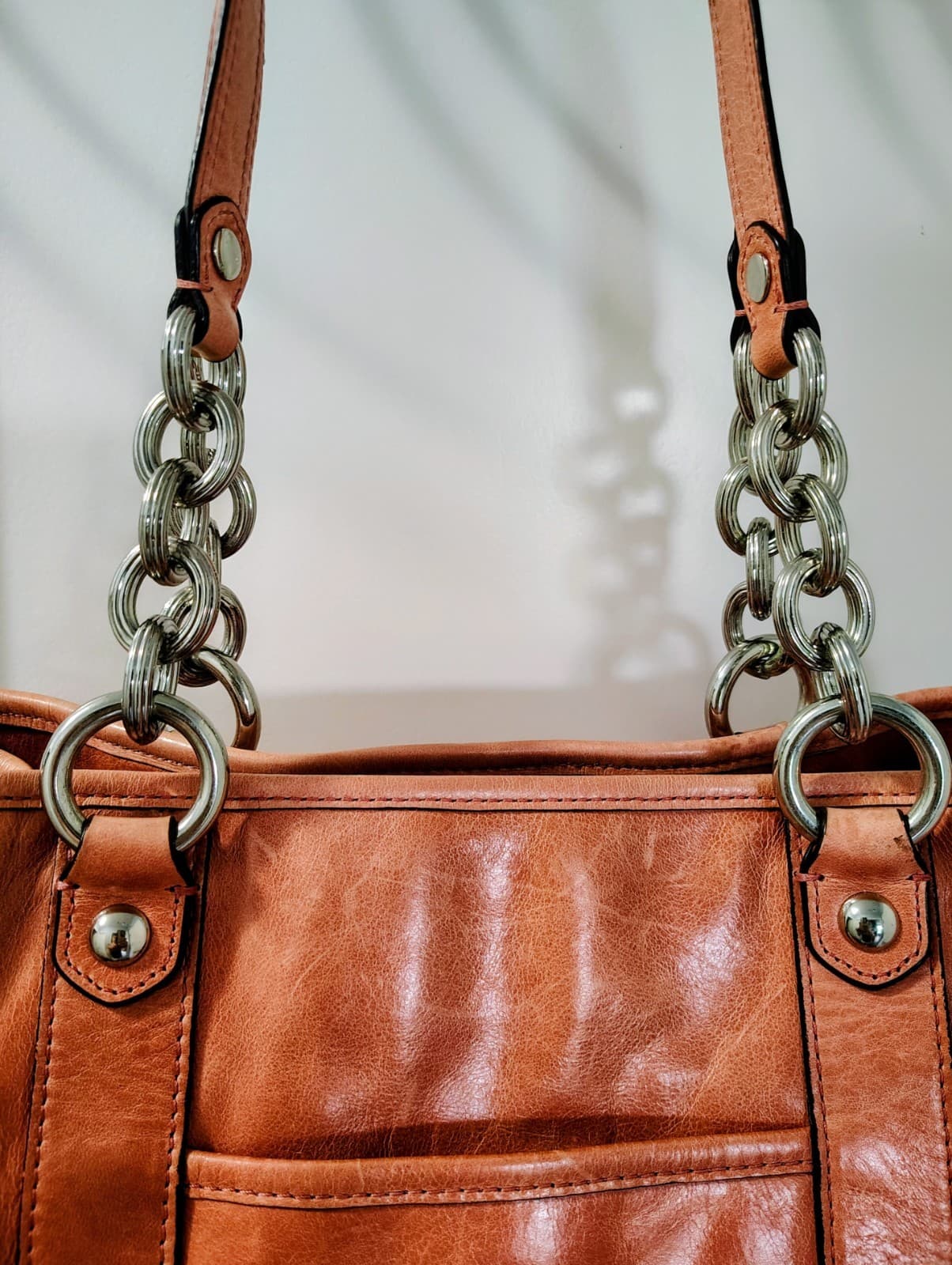 COACH Poppy Camellia Crinkled Leather Tote Satchel Antique Rose MSRP $398 - Thumbnail 3