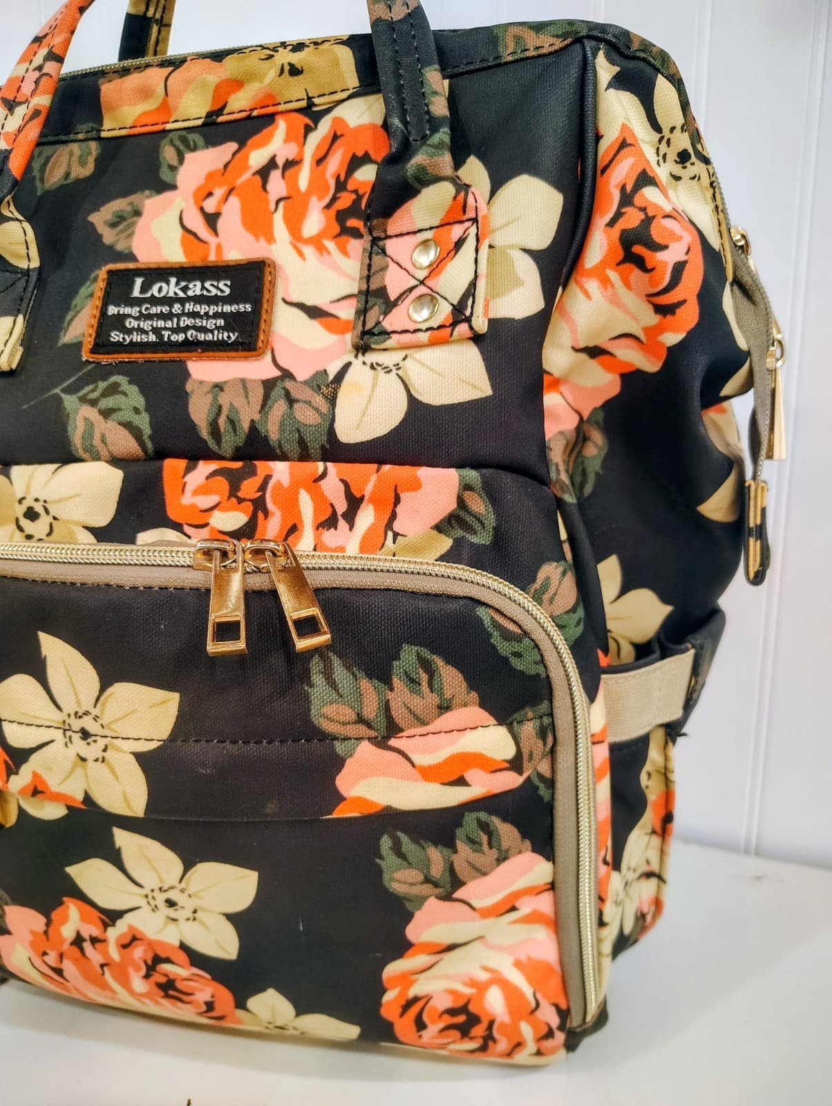 Lokass Floral Diaper Bag Waterproof Backpack Infant Insulated Pouch GUC - Thumbnail 3
