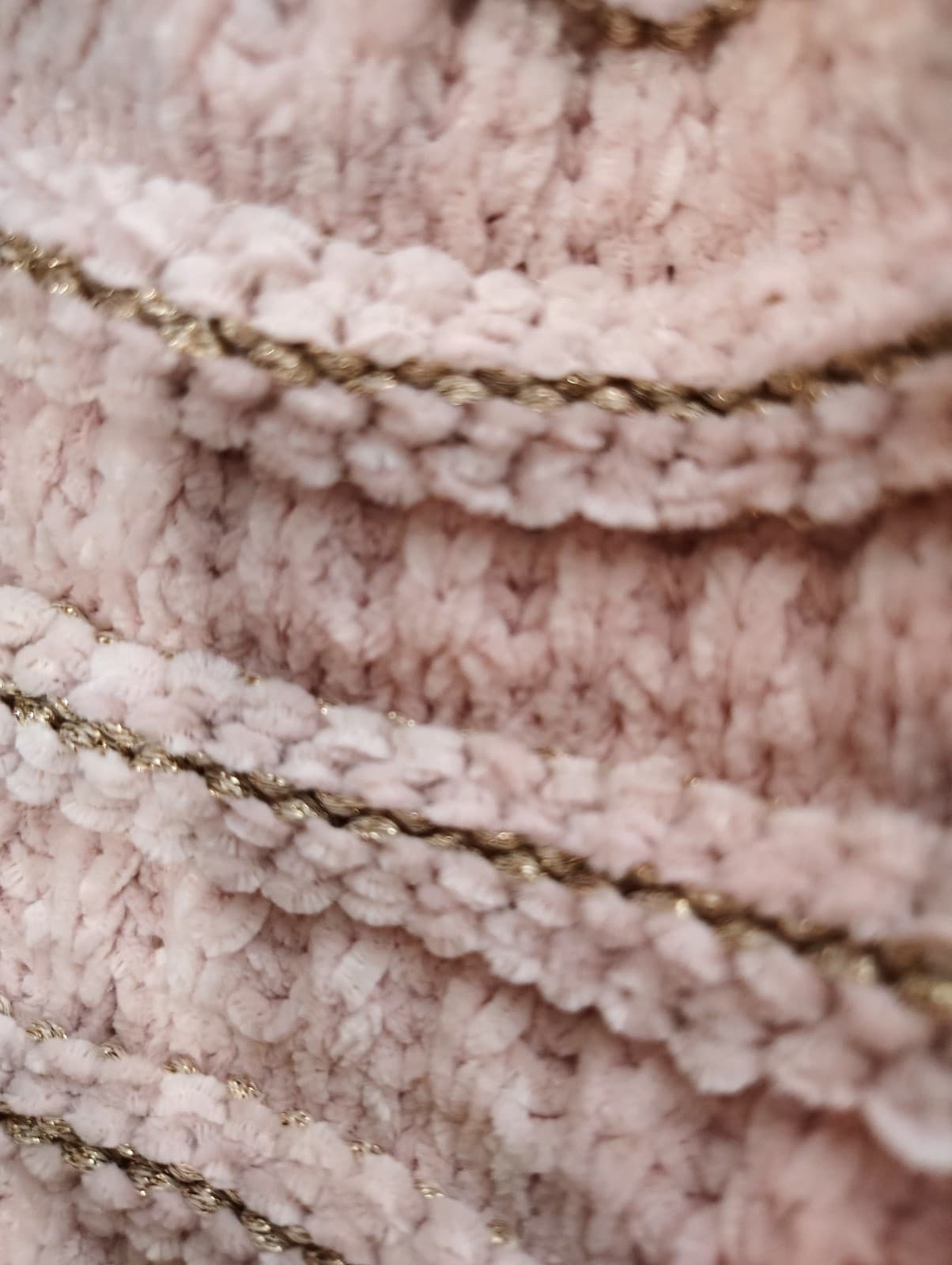Knitted Pink Rose And Gold Beanie Hat - Thumbnail 4