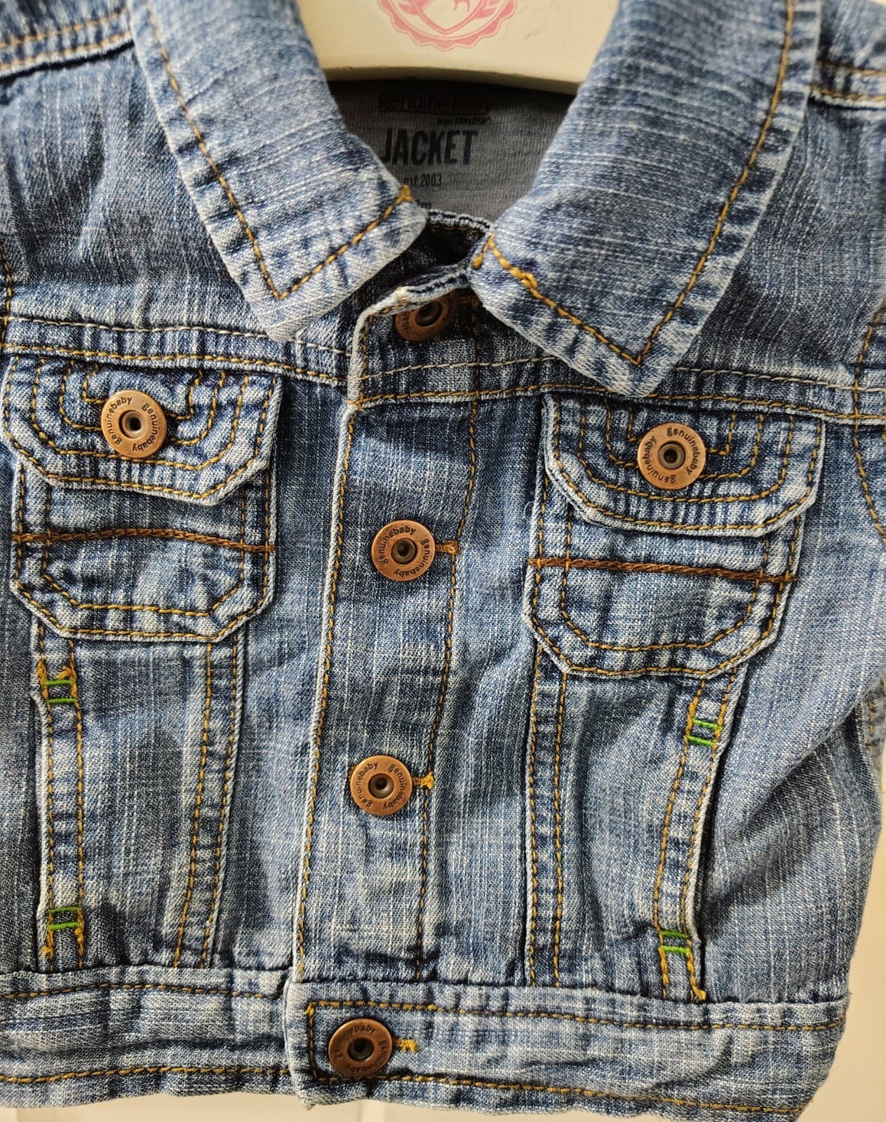 Genuine Baby Denim Jean Jacket, 3 Months - Thumbnail 3