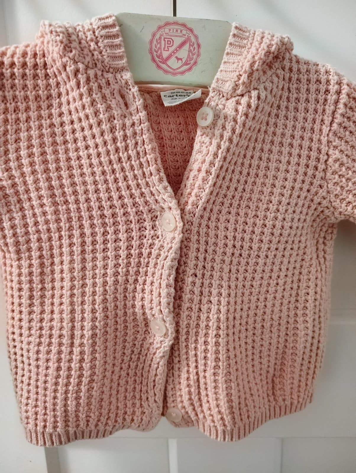 Carters Baby Girls Button Up Sweater 9 Months With Ears - Thumbnail 3